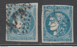 LOT 2 NUANCES "BLEU" Et "BLEU FONCE" Du N°45C TBE Cote 190€ - 1870 Bordeaux Printing