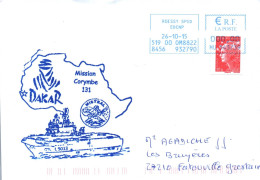 ENVELOPPE AVEC CACHET B.P.C. MISTRAL - MISSION CORYMBE 131 - ESCALE A DAKAR - LE 26/10/2015 - Correo Naval