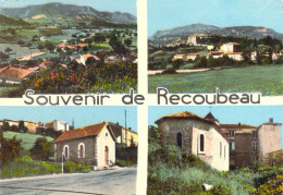 26 Drôme Carte Multivues De Recoubeau Temple, Ecole, Eglise, Chateau + Cachet Hexagonal CPSM Grand Format - Autres & Non Classés