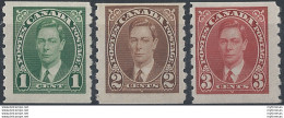 1937 Canada Giorgio VI Coil Stamps 3v. MH SG N. 368/70 - Andere & Zonder Classificatie