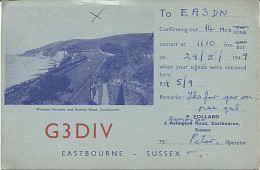 X120931 CARTE QSL RADIO AMATEUR G3DIV GRANDE BRETAGNE GREAT BRITAIN ANGLETERRE ENGLAND SUSSEX EASTBOUNE 1952 - Radio Amateur