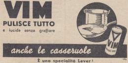 VIM Pulisce Tutto - Lever - Pubblicità D'epoca - 1938 Vintage Advertising - Advertising