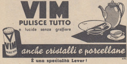 VIM Pulisce Tutto - Lever - Pubblicità D'epoca - 1938 Vintage Advertising - Advertising