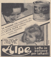 Latte In Polvere Per Lattanti ALPE - Pubblicità D'epoca - 1938 Advertising - Publicités