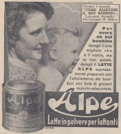 Latte In Polvere Per Lattanti ALPE - Pubblicità D'epoca - 1938 Advertising - Publicités