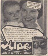 Latte In Polvere Per Lattanti ALPE - Pubblicità D'epoca - 1938 Advertising - Publicités