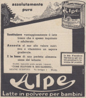 Latte In Polvere Per Bambini ALPE - Pubblicità D'epoca - 1938 Advertising - Publicités