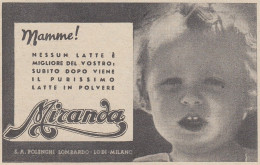Latte In Polvere MIRANDA - Pubblicità D'epoca - 1938 Vintage Advertising - Publicités