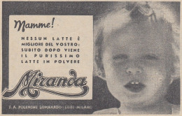 Latte In Polvere MIRANDA - Pubblicità D'epoca - 1938 Vintage Advertising - Publicités