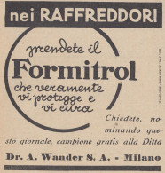Formitrol - Dr. A. Wander - Pubblicità D'epoca - 1937 Vintage Advertising - Publicités
