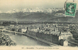 38 - GRENOBLE -  VUE GENERALE ET LA CHAINE DES ALPES - Grenoble