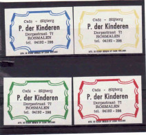 4 Dutch Matchbox Labels, Rosmalen - North Brabant, Café Slijterij P. Der Kinderen, Holland, Netherlands - Zündholzschachteletiketten