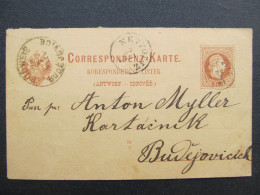 GANZSACHE Elhenitz Lhenice - České Budějovice 1881  Böhmen Mähren /// P6188 - Lettres & Documents