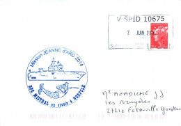 ENVELOPPE AVEC CACHET B.P.C. MISTRAL - MISSION JEANNE D' ARC 2014 - ESCALE A NORFOLK  - LE 2/06/2014 - Poste Navale