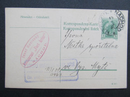 GANZSACHE Náchod - Vysoké Mýto 1908 Restaurant Port Artur Husinský  Böhmen Mähren /// P6190 - Briefe U. Dokumente