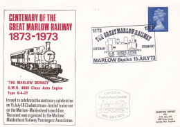 GB Engeland  1973 Centenary Of The Great Marlow Railway Carried On The Marlow Donkey - Treni