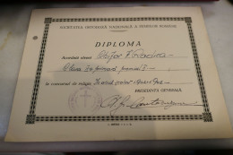 Societatea Ortodoxa Nationala A Femeilor Romane - SONFR - DIPLOMA Semnatura Alexandrina Gr. Cantacuzino 1942-1943 Premiu - Diplômes & Bulletins Scolaires