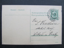 GANZSACHE Nové Strašecí - Praha Libeň 1908   Böhmen Mähren /// P6200 - Briefe U. Dokumente