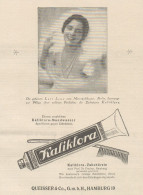 KALIKLORA Zahnpasta - Lori Leux - Pubblicità D'epoca - 1925 Old Advert - Advertising