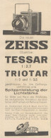 ZEISS Tessar & Triotar - Pubblicità D'epoca - 1925 Old Advertising - Advertising