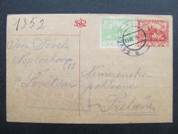 GANZSACHE Ševětín - Třeboň Hradčany 1919 Neplachov J. Pávek /// P6206 - Briefe U. Dokumente