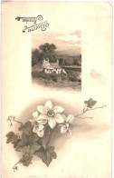 CPA Carte Postale France Bonne Année Des Fleurs Et Un Paysage Campagnard VM80365 - Anno Nuovo