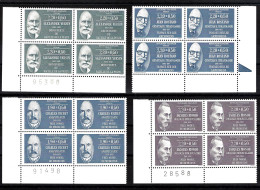 BLOCS DE 4 - COINS DE FEUILLE -1987 ** MNH - PERSONNAGES CÉLÈBRES  - Unused Stamps