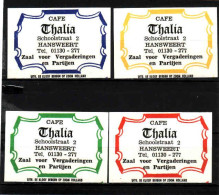 4 Dutch Matchbox Labels, Hansweert - Zeeland, Cafe Thalia, Holland, Netherlands - Zündholzschachteletiketten