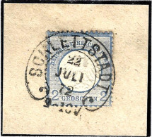  SCHLETSTADT - FRAGMENT DU 22 JUILLET 1872 - CACHET FER À CHEVAL SUR 2 GROSCHEN BLEU - SÉLESTAT - Usados