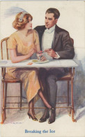 Art Card Signed British Lovers Breaking The Ice . Ice Cream . Couple Dégustant Une Glace - Other & Unclassified