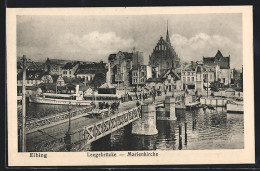 AK Elbing, Leegebrücke Und Panorama Mit Marienkirche  - Westpreussen