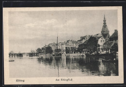 AK Elbing, Flusspartie Mit Uferblick Und Brücke  - Westpreussen