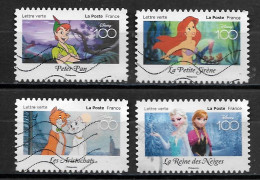 France 2023  Oblitéré  Autoadhésif  N° 2323 - 2327 - 2329 - 2330   - Disney 100   - - Used Stamps