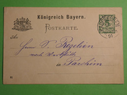 DN 21 ALLEMAGNE  CARTE ENTIER  ENV.  1891 A PARCHIM   +AFF.   INTERESSANT+ ++++ - Briefkaarten