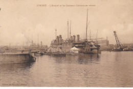 LORIENT  -  MORBIHAN  -  (56)   -  PEU  COURANTE  CPA  1913   -   L'ARSENAL  &  LES  CROISEURS  CUIRASSES  EN  RESERVE. - Lorient