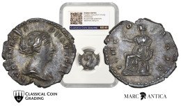 CCG Certified! Faustina II AR Denarius. Rome, Circa AD 147-150. CONCORDIA. - La Dinastia Antonina (96 / 192)