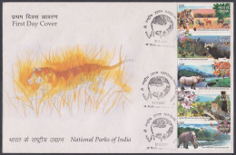 Inde India 2006 FDC National Parks Wildlife, Rhinoceros, Rhino, Elephant, Ddeer, Leopard, Tiger, Bear, Bird, Cover - Lettres & Documents