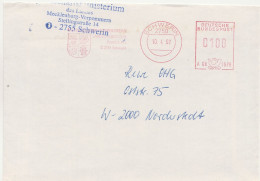 Deutsche Bundespost Brief Mit Freistempel VGO PLZ Oben Schwerin 1992 Landesregierung A08 1979 - Franking Machines (EMA)