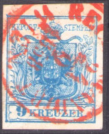 AUSTRIA 1859 - ANK 5 Mp IIIb, Vollrandig, Rotstempel "Recommandirt Wien" - Usati