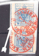 AUSTRIA 1858 - ANK 5 Mp IIIb, Voll- Bis Breitrandiges Paar, T.A. M., Rotstempel "Recommandirt Wien" - Used Stamps