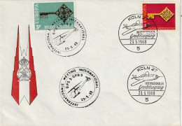 Duitsland, België 1968, Joint Issue Europe, International Meeting, Helicopter, Airplane - Storia Postale