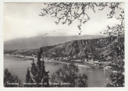 Taormina Panorama Con La Riviera Giardini Old Postcard Posted 1960 B240503 - Andere & Zonder Classificatie