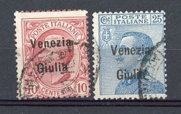 GIULIA  Yv. SA, N° 22,24  (o)  10c,25c Timbres D'Italie 1901-1917 Surchargés  Cote 6 Euro BE  2 Scans - Venezia Giulia