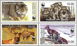Tajikistan 2024 . Fauna. WWF History. 4v. - Tadjikistan