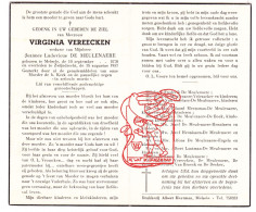DP Virginia Vereecken ° Melsele Beveren 1870 † Zwijndrecht 1957 De Meulenaere Vriesacker Van Osselaer Hennissen Lantman - Devotion Images
