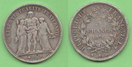 France 5 Francs 1876 A Francia 5 Franchi Hercules Silver Coin - 5 Francs (gold)