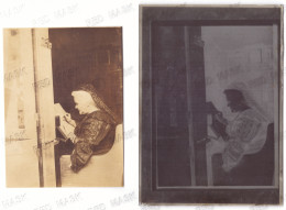 RO 06 - 23136 Queen ELISABETH Regale, Old Photo (14/10,5 Cm) & The Negative On The Glass (17,5/12,5 Cm) Romania - Célébrités