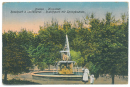 RO 06 - 24993 BRASOV, Park, Fountain, Romania - Old Postcard, CEBSOR - Used - 1918 - Roumanie