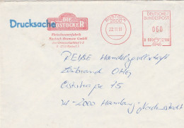 Deutsche Bundespost Brief Mit Freistempel VGO PLZ Oben Rostock 1991 Die Rostocker Fleischwaren B50 2180 - Macchine Per Obliterare (EMA)