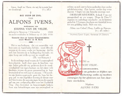 DP Alfons Ivens ° Sinaai Sint-Niklaas 1868 † Stekene 1956 X Joanna Vandevelde - Images Religieuses